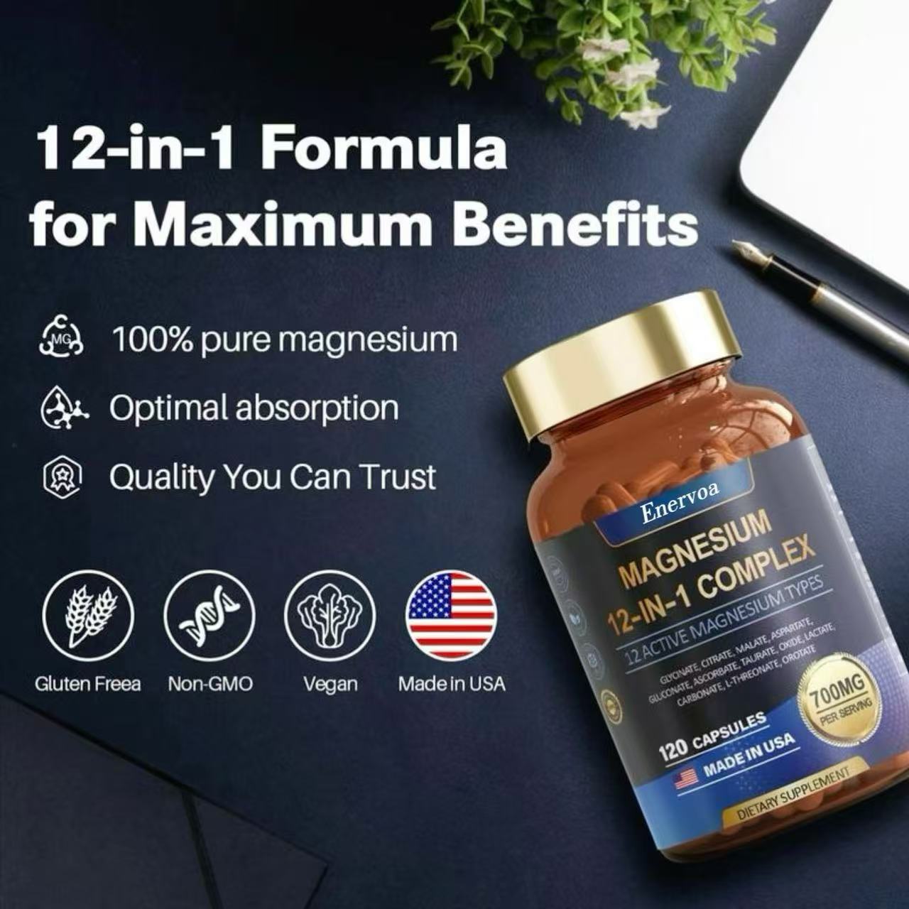 Enervoa 12-in-1 Magnesium Complex 700mg